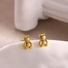 Wholesale Geometric Bear Shaped Stainless Steel Gold Plated Unisex Earrings