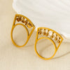 Wholesale Geometric Bellshaped Tassel 18K Gold Plated Stainless Steel Ring For Women