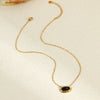 Wholesale Geometric Black Agate Inlaid Stainless Steel Necklace Pendant With 18K Gold Plated Chain For Women