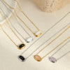 Wholesale Geometric Black Agate Inlaid Stainless Steel Necklace Pendant With 18K Gold Plated Chain For Women