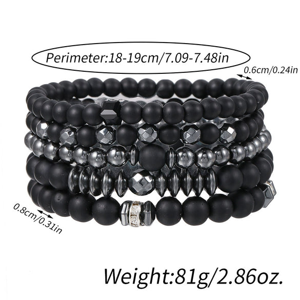 Wholesale Geometric Black Gall Stone Beaded Handmade Unisex Bracelet