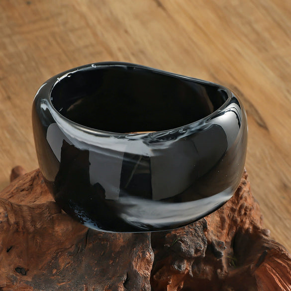 Wholesale Geometric Black Resin Bracelet With Electroplating