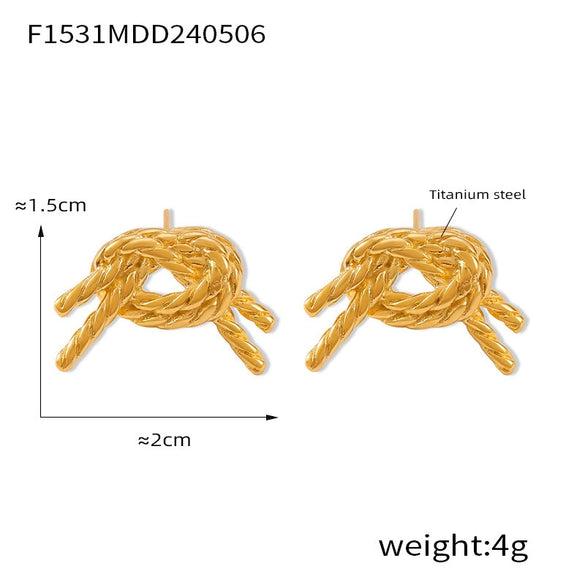 Wholesale Geometric Bow 316L Stainless Steel Goldplated Women's Earrings