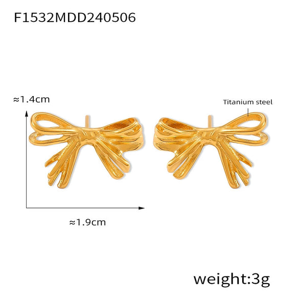 Wholesale Geometric Bow 316L Stainless Steel Goldplated Women's Earrings