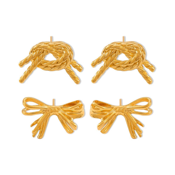 Wholesale Geometric Bow 316L Stainless Steel Goldplated Women's Earrings