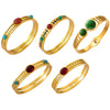 Wholesale Geometric Bracelet Set With Natural Stone Inlay Red Agate Design Oildrip Stainless Steel Gold Plated