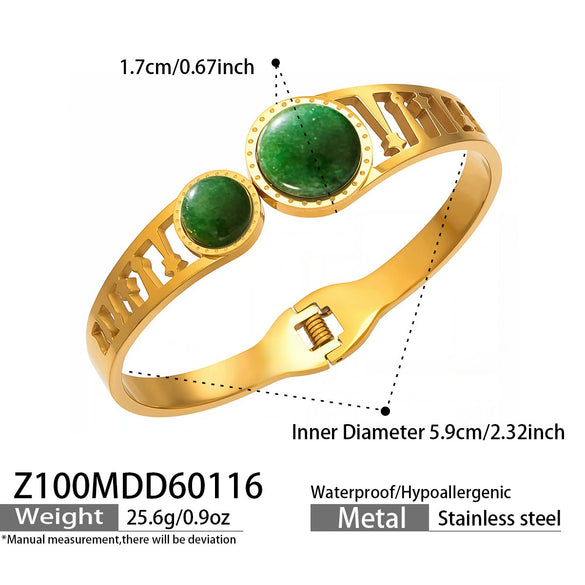 Wholesale Geometric Bracelet Set With Natural Stone Inlay Red Agate Design Oildrip Stainless Steel Gold Plated