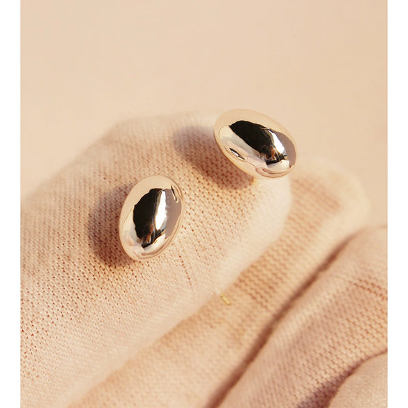 Wholesale Geometric Brass And 925 Silver Needle Electroplated Oval Ball Beanie Earrings For Women