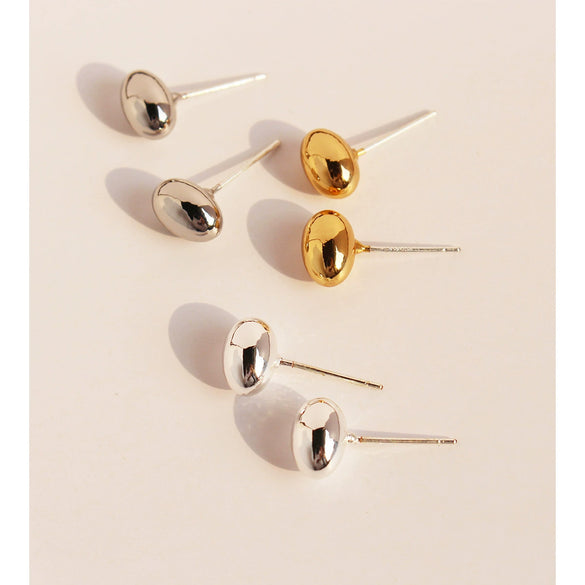 Wholesale Geometric Brass And 925 Silver Needle Electroplated Oval Ball Beanie Earrings For Women