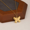 Wholesale Geometric Butterfly Pendant Necklace 18K Gold Plated Stainless Steel Cross Chain Minimalist Women's Jewelry