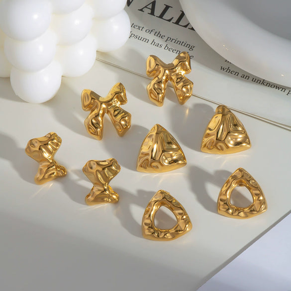 Wholesale Geometric Butterfly Triangle Stainless Steel Earrings For Women With Pvd Furnace Vacuum Real Gold Plating High End Elegant Cool Style