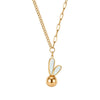Wholesale Geometric Cartoon Rabbit Titanium Steel Electroplated Calendering Chain Necklace For Women
