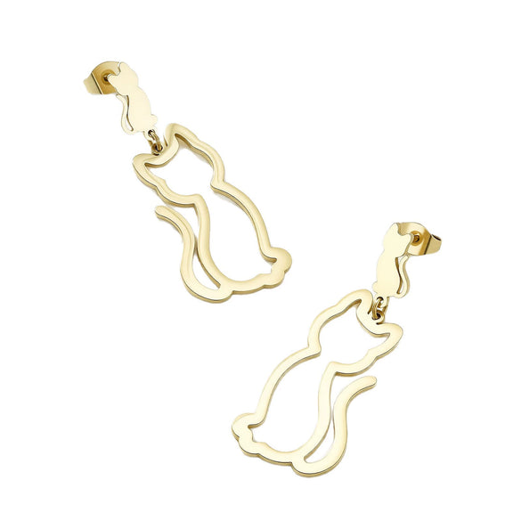 Wholesale Geometric Cat Pendant Earrings Gold Plated Stainless Steel Ear Needle Casual Style Unisex