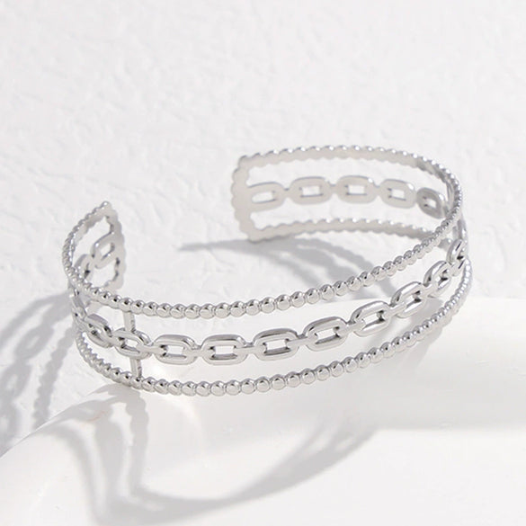 Wholesale Geometric Chain Open Cshaped Titanium Steel Women's Bracelet With Electroplating Treatment