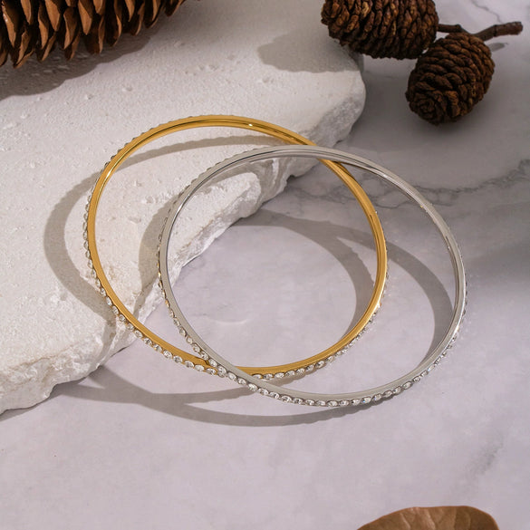 Wholesale Geometric Circle Diamondencrusted Electroplated Stainless Steel Bracelet For Women