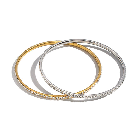 Wholesale Geometric Circle Diamondencrusted Electroplated Stainless Steel Bracelet For Women