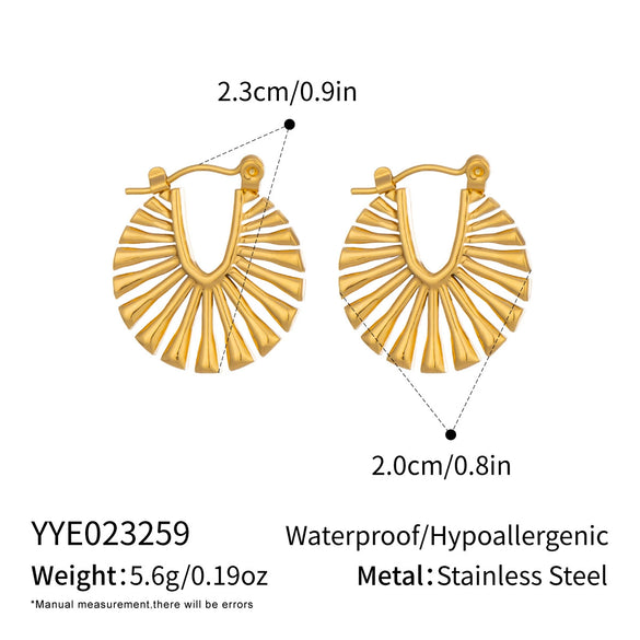 Wholesale Geometric Circular Leaf Heartshaped Titanium Steel And Stainless Steel Vacuum Real Gold Plated Earrings For Women