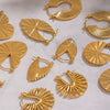 Wholesale Geometric Circular Leaf Heartshaped Titanium Steel And Stainless Steel Vacuum Real Gold Plated Earrings For Women