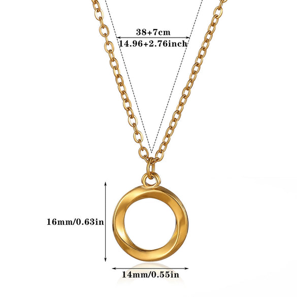 Wholesale Geometric Clavicle Chain And Full Diamond Ring Necklace Stainless Steel Gold Electroplated Unisex
