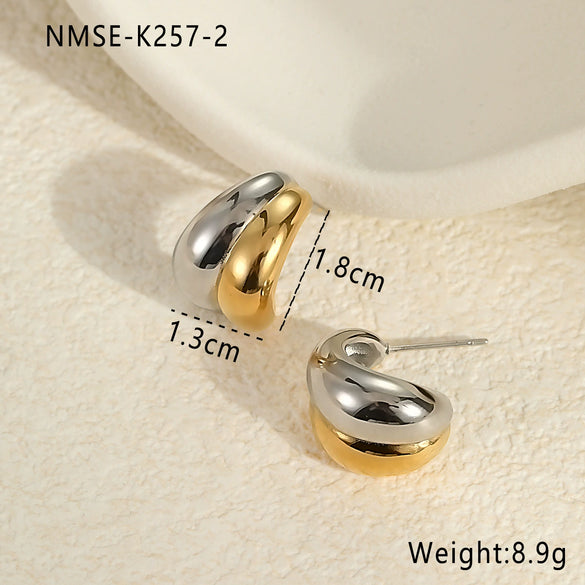 Wholesale Geometric Color Matching Stainless Steel 18K Gold Plated Women's Fashion Earrings