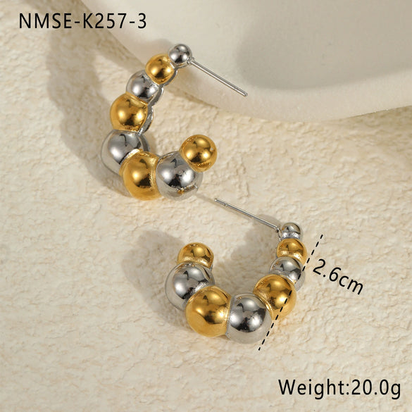 Wholesale Geometric Color Matching Stainless Steel 18K Gold Plated Women's Fashion Earrings
