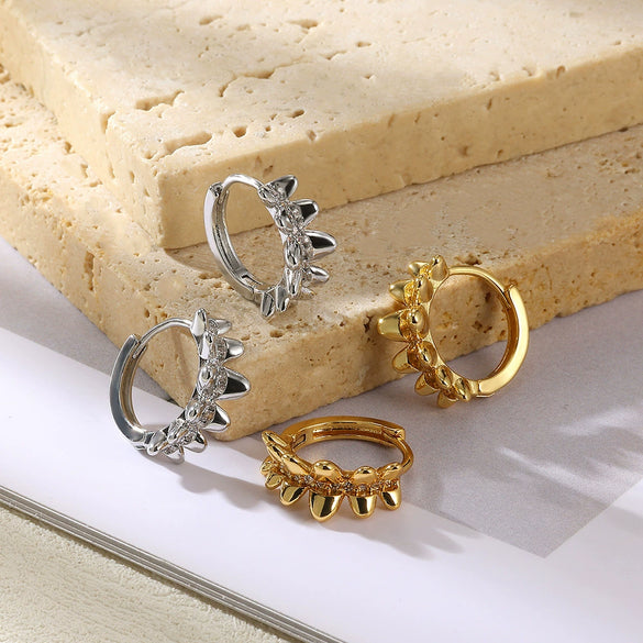 Wholesale Geometric Color Zircon Earrings Stainless Steel Gold Plated