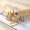 Wholesale Geometric Color Zircon Earrings Stainless Steel Gold Plated