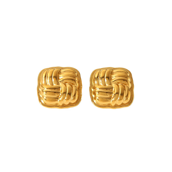 Wholesale Geometric Conch Texture 18K Gold Plated Stainless Steel Earrings For Women