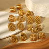 Wholesale Geometric Conch Texture 18K Gold Plated Stainless Steel Earrings For Women