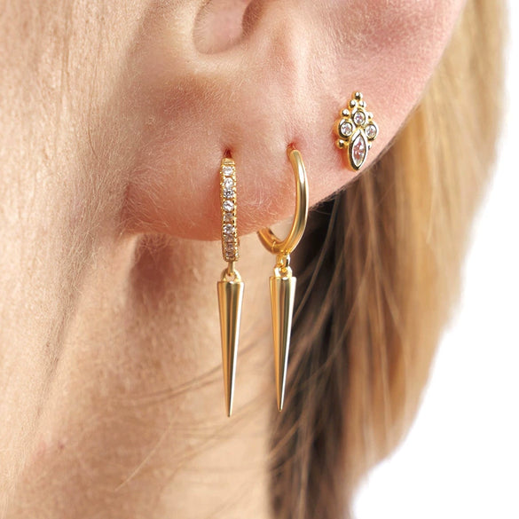 Wholesale Geometric Conical Rivets Retro Silver Needle And Copper Electroplated Earrings For Women And Men