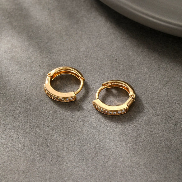 Wholesale Geometric Copper Alloy Electroplated Round Zircon Earrings For Women Light Luxury Style