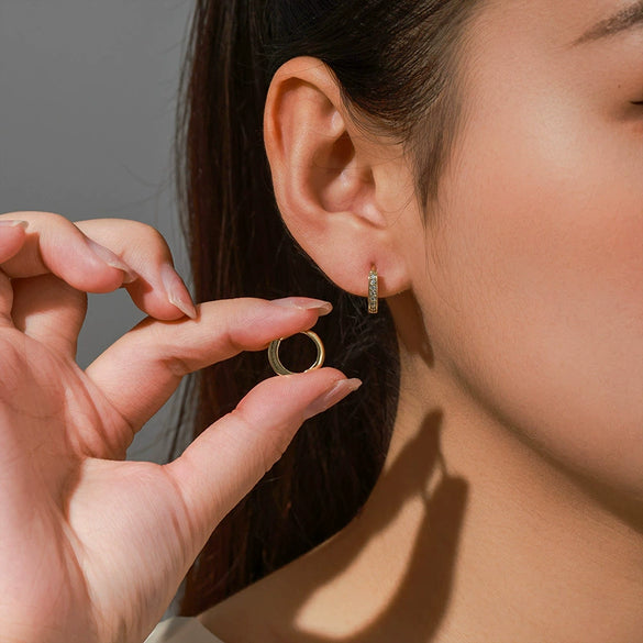 Wholesale Geometric Copper Alloy Electroplated Round Zircon Earrings For Women Light Luxury Style
