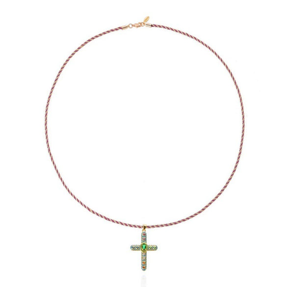 Wholesale Geometric Copper Cross Pendant Necklace Electroplated Unisex
