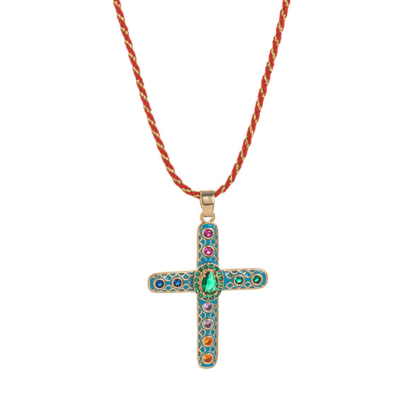 Wholesale Geometric Copper Cross Pendant Necklace Electroplated Unisex