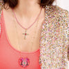 Wholesale Geometric Copper Cross Pendant Necklace Electroplated Unisex