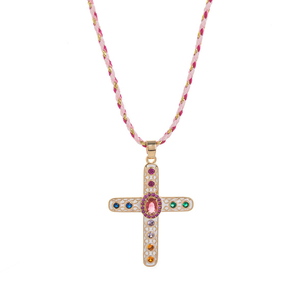 Wholesale Geometric Copper Cross Pendant Necklace Electroplated Unisex