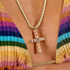Wholesale Geometric Copper Cross Pendant Necklace Electroplated Unisex