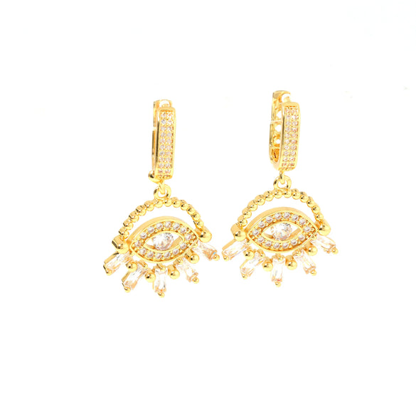 Wholesale Geometric Copper Devil's Eye Earrings Retro Ins Style Jewelry