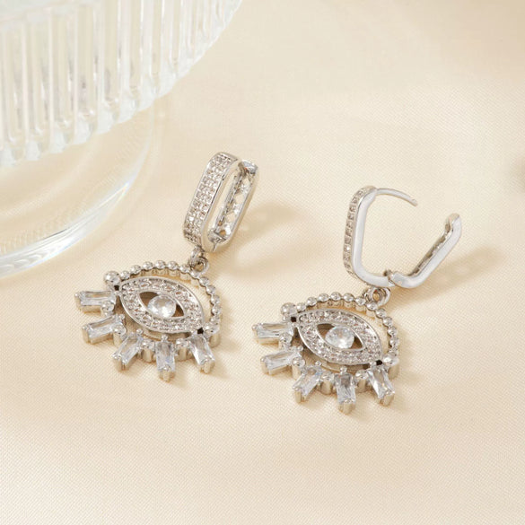 Wholesale Geometric Copper Devil's Eye Earrings Retro Ins Style Jewelry