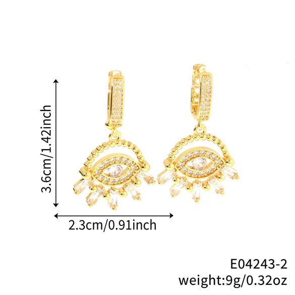 Wholesale Geometric Copper Devil's Eye Earrings Retro Ins Style Jewelry