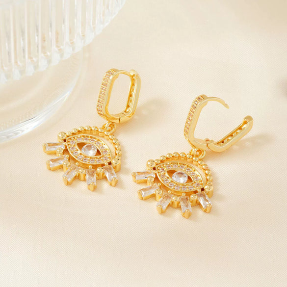 Wholesale Geometric Copper Devil's Eye Earrings Retro Ins Style Jewelry