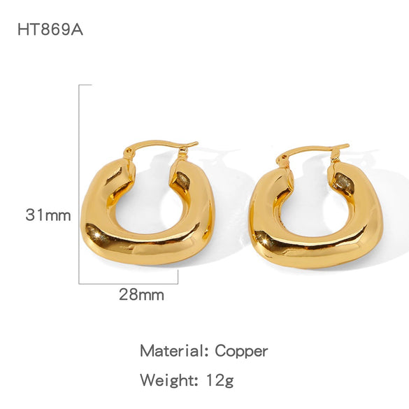 Wholesale Geometric Copper Earrings And Ring With Electroplating For Women