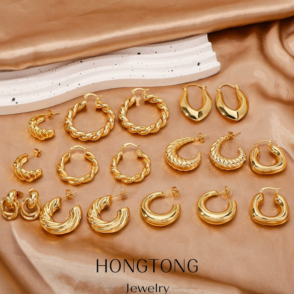 Wholesale Geometric Copper Earrings And Ring With Electroplating For Women