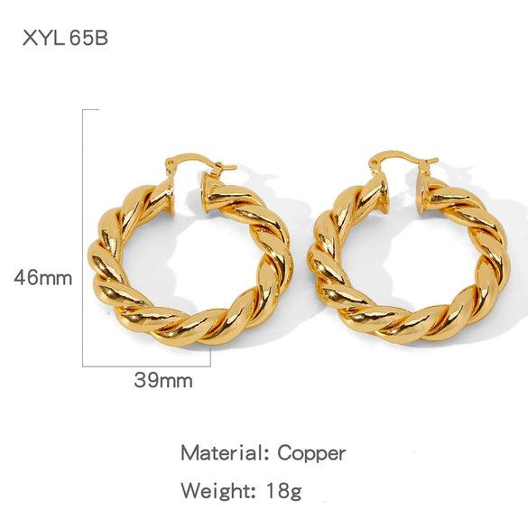 Wholesale Geometric Copper Earrings And Ring With Electroplating For Women