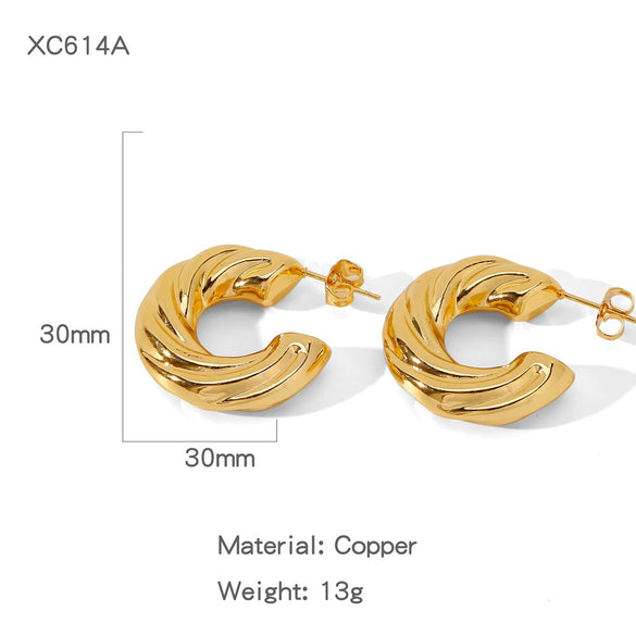 Wholesale Geometric Copper Earrings And Ring With Electroplating For Women
