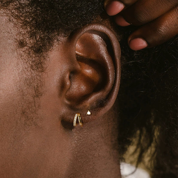 Wholesale Geometric Copper Earrings For Women Inlaid With Zircon Electroplated