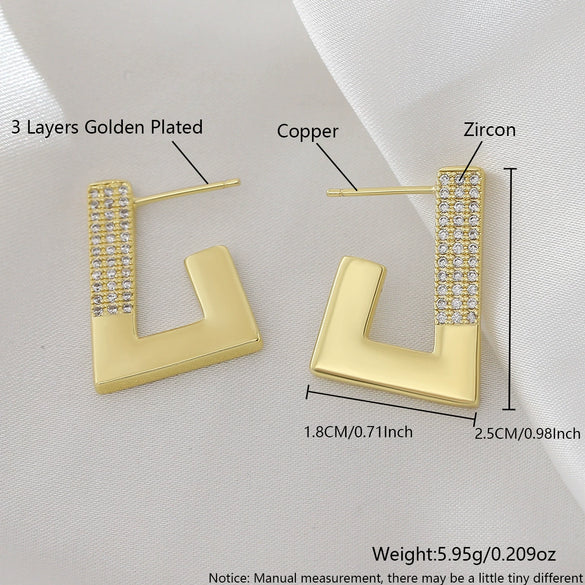Wholesale Geometric Copper Earrings With Cshaped Hook Gold Plated For Women
