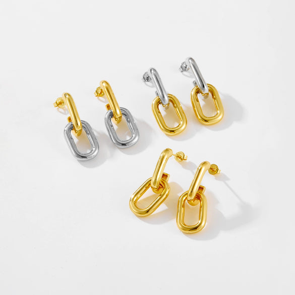 Wholesale Geometric Copper Earrings With Electroplating In Fashion High Design And Simple Personality Style