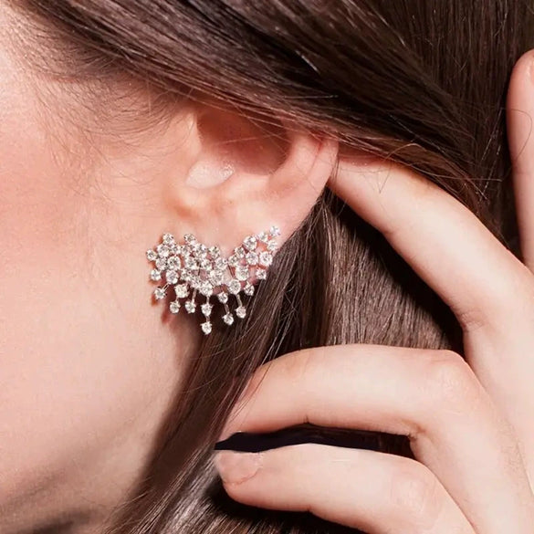 Wholesale Geometric Copper Earrings With Zirconia Design Women's Light Luxury Fashion Accessories