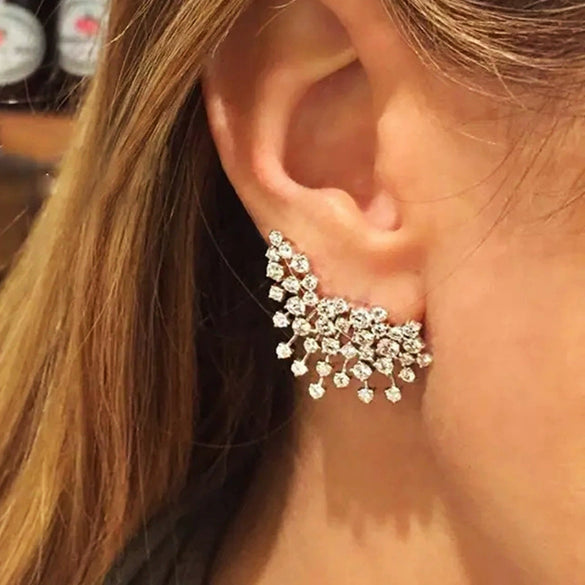 Wholesale Geometric Copper Earrings With Zirconia Design Women's Light Luxury Fashion Accessories